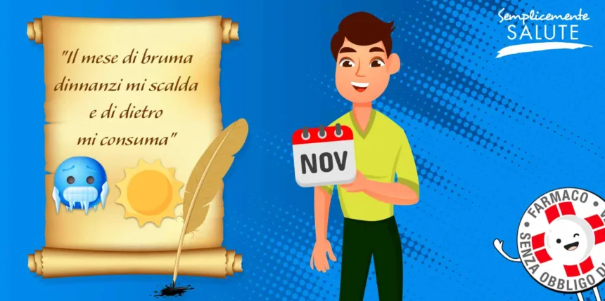 Il mese di bruma dinnanzi mi scalda, e di dietro mi consuma